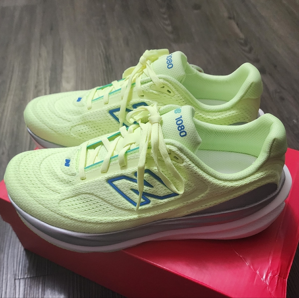 New Balance Neon Lime with Blue Logo Athletic Running Shoes - Picture 6 of 13